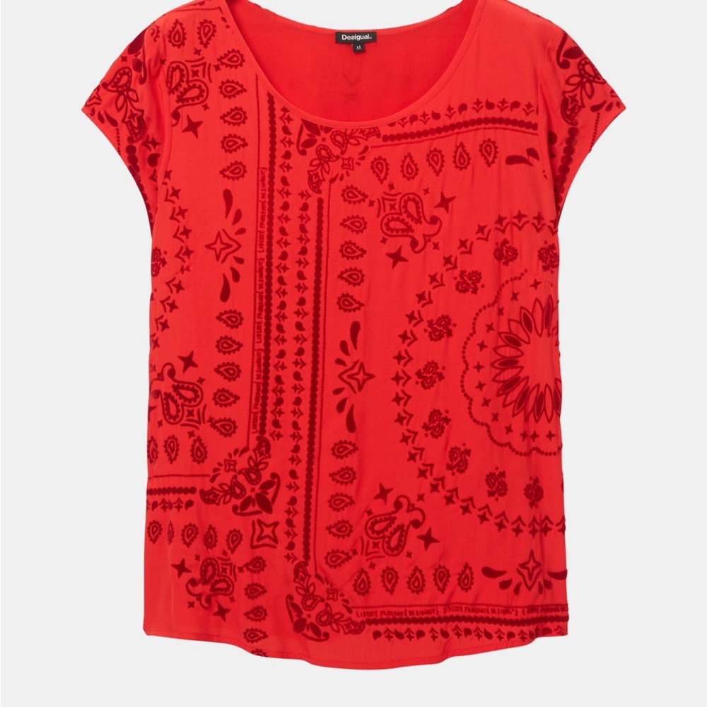 Desigual Red Short Sleeve Top - Size S